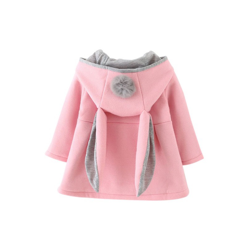 Toddler Baby Kids Girl Bunny Ears Hooded Coat Outwear Winter Warm Jacket Clothes