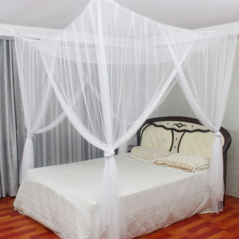 4 Corner Mosquito Net Bedroom Mesh Curtain Post Bed Canopy Full Queen King Size 